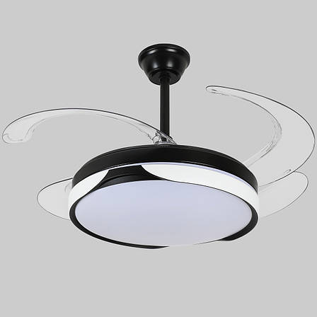 Люстра-вентилятор чорна з пультом 80W 48см (94-3060 (48) BK+WH), фото 1