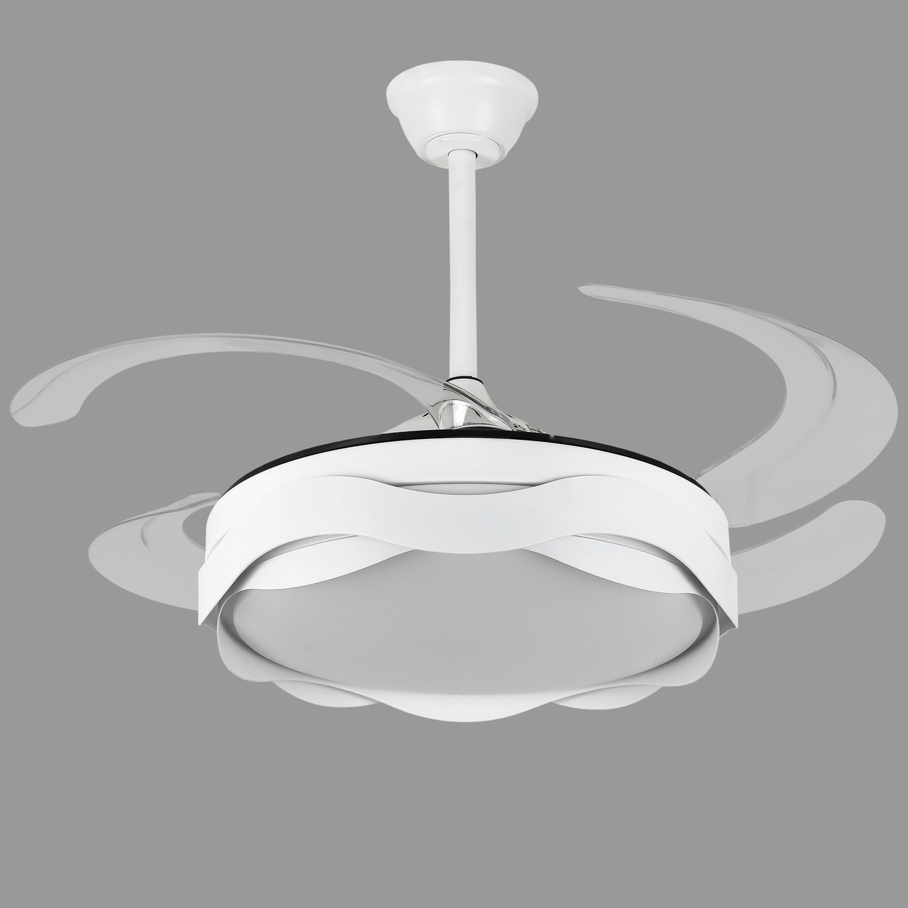 Люстра-вентилятор біла з пультом 80W 48см (94-3069 (48) WH)