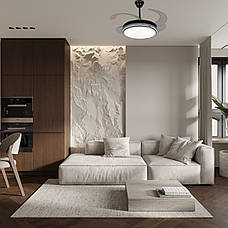 Люстра-вентилятор чорна з пультом 80W 48см (94-3070 (48) BK), фото 3