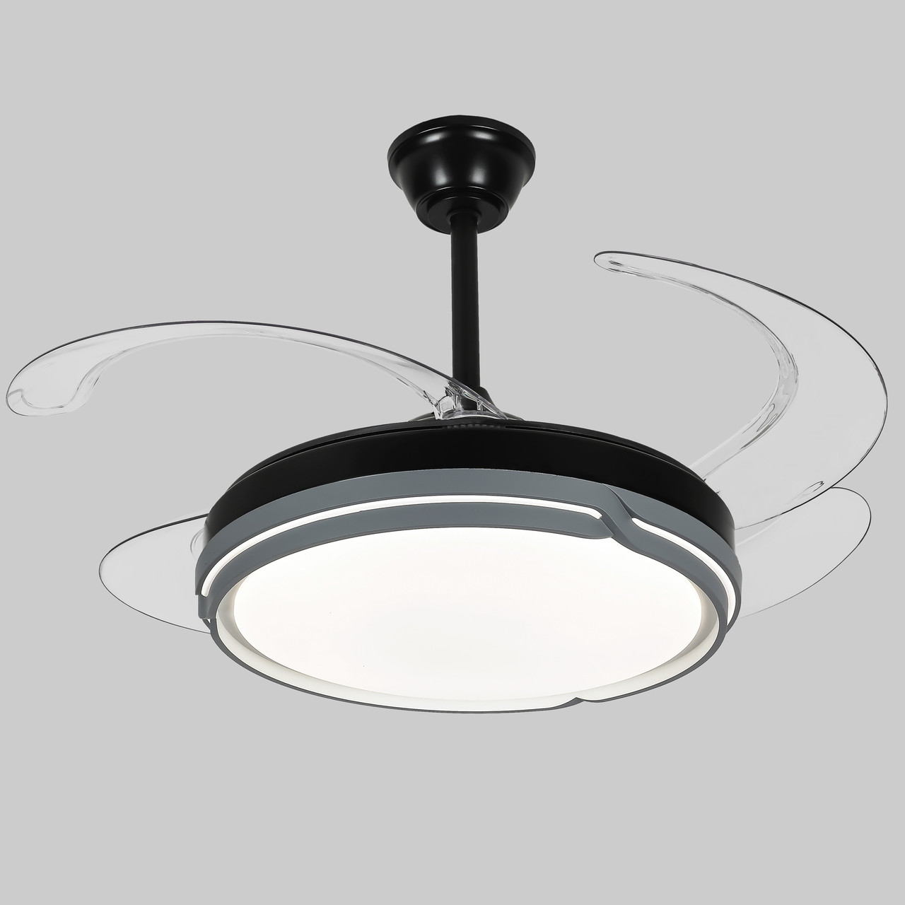 Люстра-вентилятор чорна з пультом 80W 48см (94-3070 (48) BK)