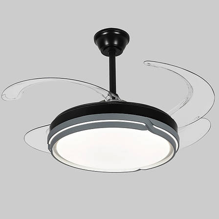 Люстра-вентилятор чорна з пультом 80W 48см (94-3070 (48) BK), фото 1
