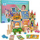 Дерев'яні конструктори для дітей 3+ Барвистий набір з 128 ел. для будівництва будинку, фото 6