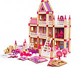Дерев'яні конструктори для дітей 3+ Рожевий набір МЕГА 268 ел. Замок для принцес, фото 4