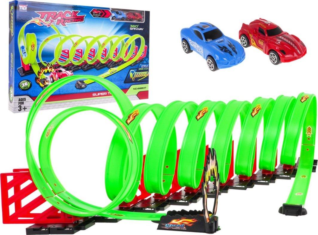 Дитяча екстремальна гоночна траса 3+ петлі 360 градусів + 2 ралійні машини + Конструктори 36 шт., фото 1