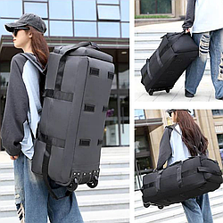 Сумка-рюкзак дорожня спортивна міська на колесах 90 літрів складна