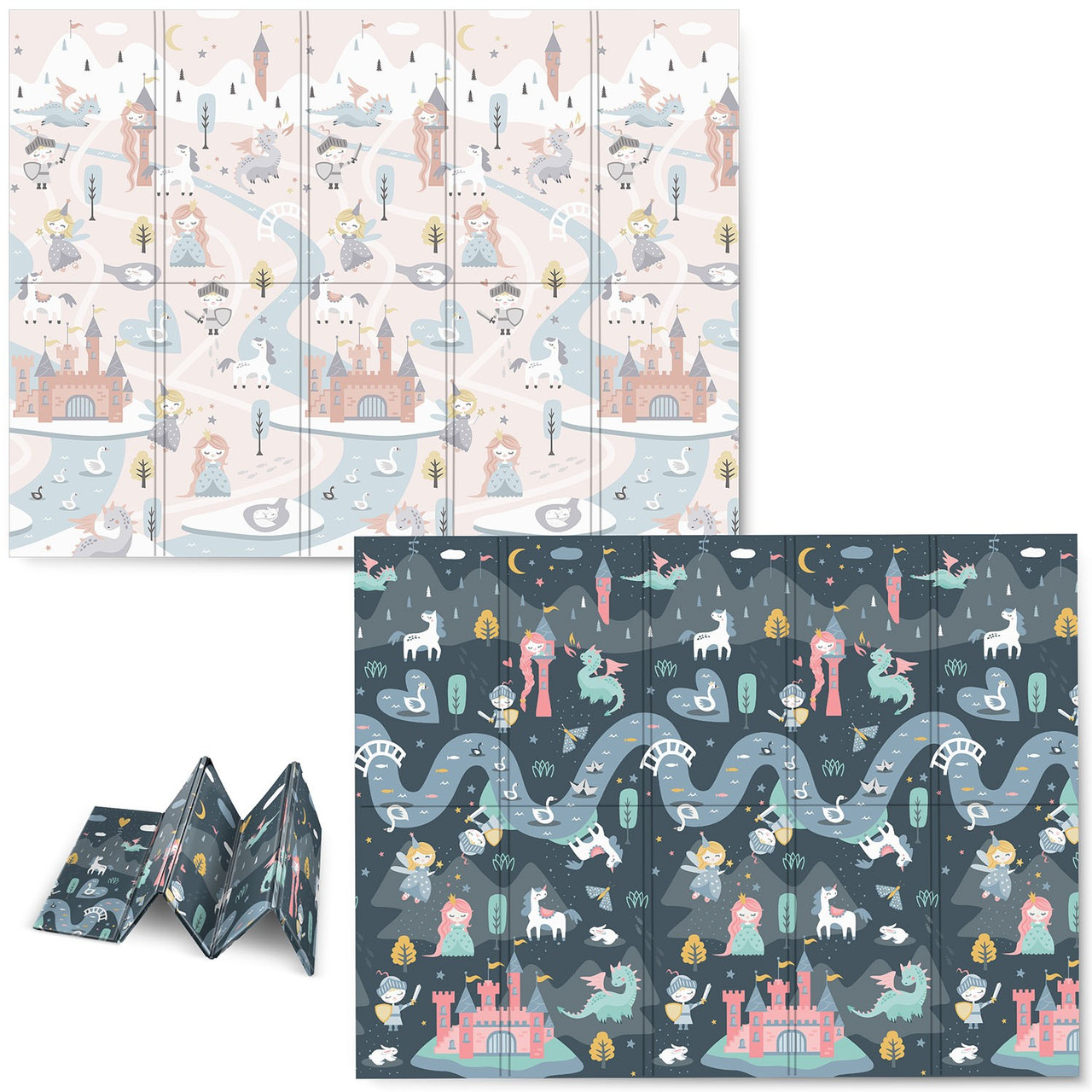 Килимок розкладний дитячий 200 x 150 x 1 см Nukido NK-341 Фортеця День-Ніч, фото 1