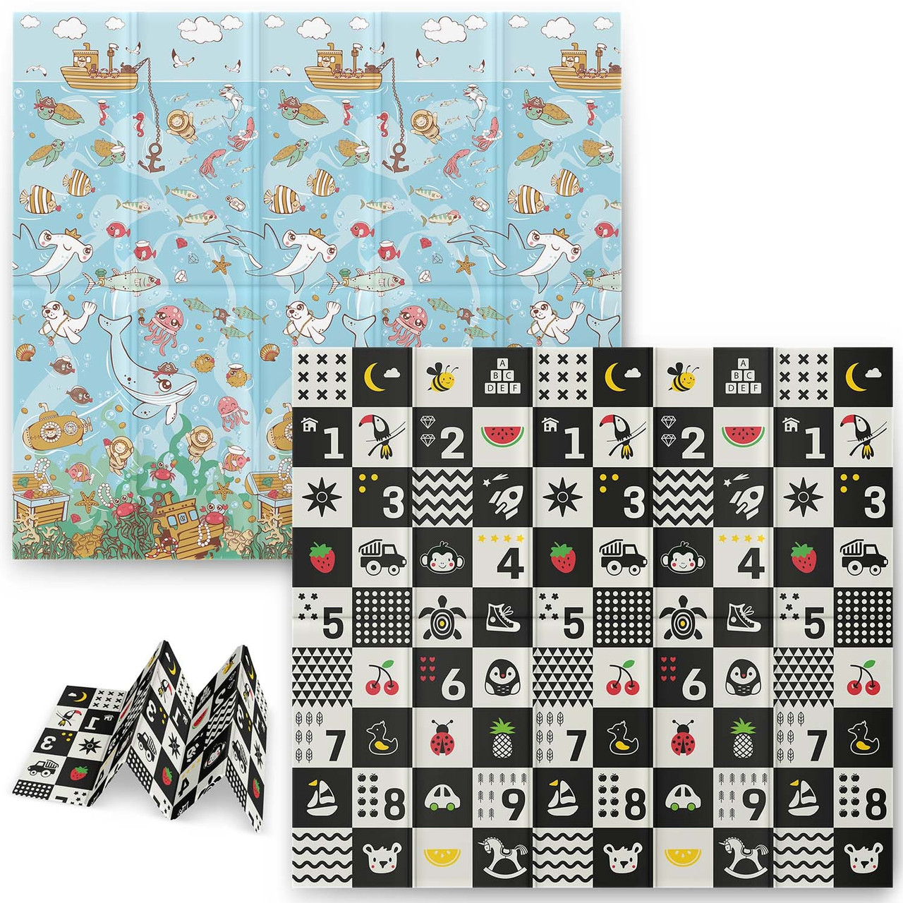 Килимок розкладний дитячий  200 x 180 x 1 см Nukido NK-340 Океан-Цифри, фото 1