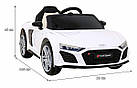 Дитяча акумуляторна машинка Audi R8 LIFT Біла, фото 2