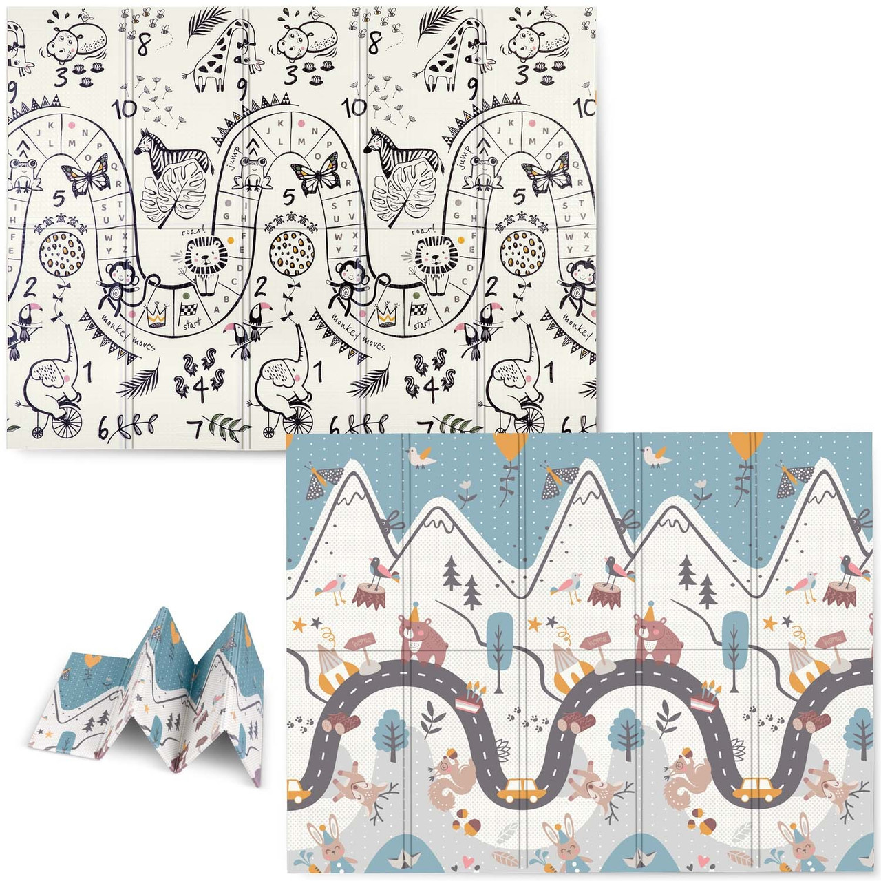 Килимок розкладний дитячий 200 x 150 x 1 см Nukido NK-341 Дорога-Сафарі, фото 1