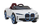 Дитячий автомобіль BMW i4 на акумуляторі Білий + Повільний старт + EVA + Екошкіра + Audio LED + Пульт, фото 2