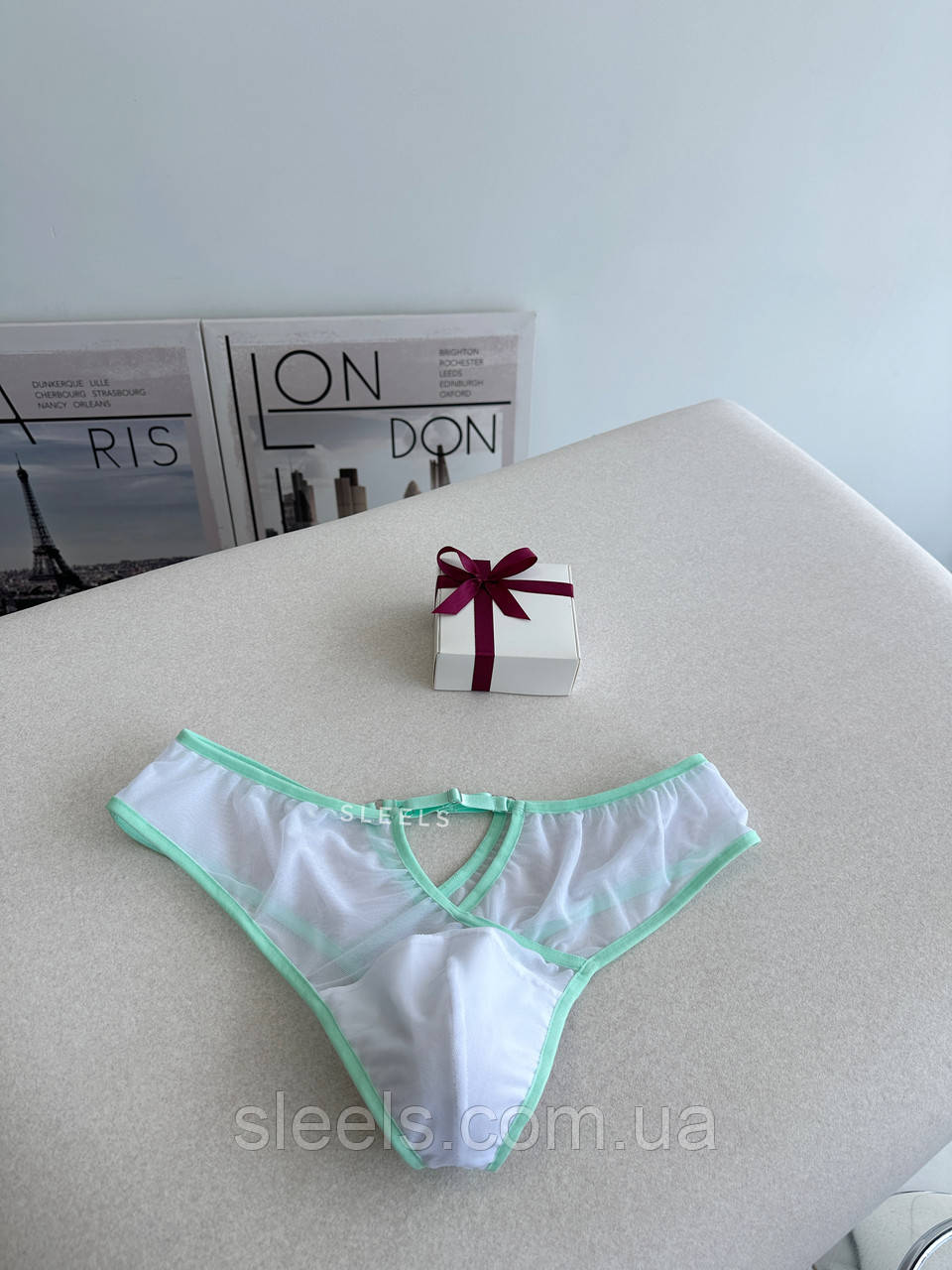 Чоловічі трусики-стрінги на регуляції з акцентними резиночками, фото 1