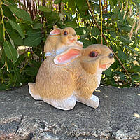 Садова фігура Сімейство зайців, коричневий колір (19×15×23 см), садові фігури з полістоуну, садово-паркові  фігури