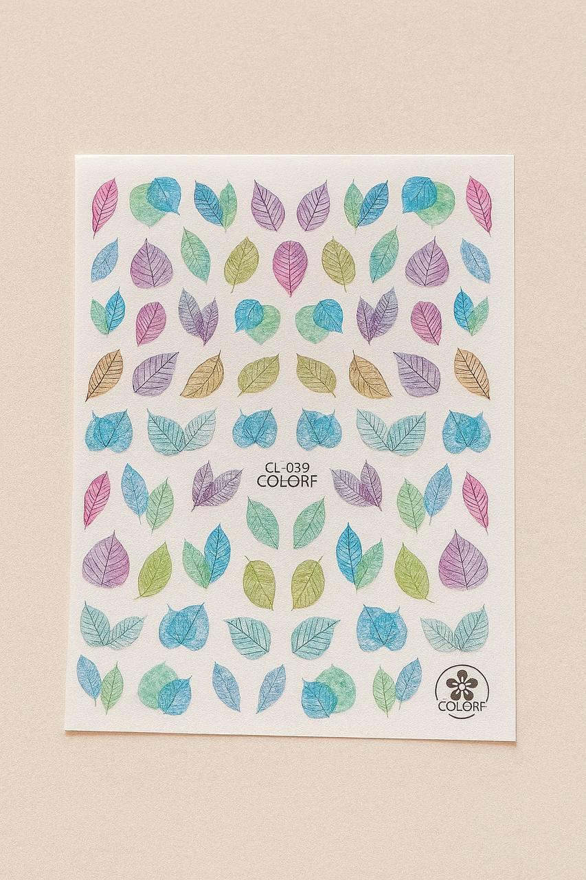 Наклейки для дизайну нігтів, листя