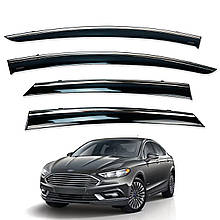 Дефлектори вікон (вітровики) Ford Mondeo / Fusion USA 2013-2020 Седан з Хром полоскою накладні (HAWK)