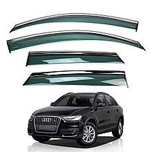 Дефлектори вікон (вітровики) для Audi Q3 2011-2018 з нерж. хром полоскою (HAWK)