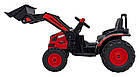 Акумуляторний трактор для дітей, червоний + ківш з рухомою рукою + пульт дистанційного керування + повільний старт + FM-радіо +, фото 7