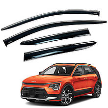 Дефлектори вікон (вітровики) для KIA Niro 2023+ з нерж. хром полоскою (HAWK)