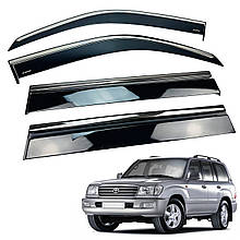 Дефлектори вікон (вітровики) для Lexus LX 470 1998-2007 з нерж. хром полоскою (HAWK)