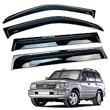 Дефлектори вікон (вітровики) для Toyota Land Cruiser 100 / Lexus LX 470 2003-2007 накладні (HAWK)