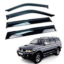 Дефлектори вікон (вітровики) для Mitsubishi Pajero Sport 1996-2008 накладні (HAWK)
