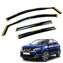Дефлектори вікон (вітровики) для Nissan Qashqai II J11 2014-2021 вставні (HAWK)