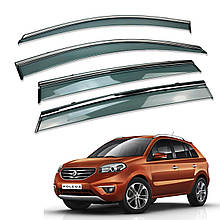 Дефлектори вікон (вітровики) для Renault Koleos 2008-2016 з нерж. хром полоскою (HAWK)