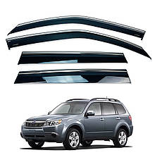 Дефлектори вікон (вітровики) для Subaru Forester 2008-2013 з нерж. хром полоскою (HAWK)