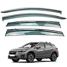 Дефлектори вікон (вітровики) для Subaru XV / Crosstrek 2017-2023 з нерж. хром полоскою (HAWK)
