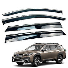 Дефлектори вікон (вітровики) для Subaru OUTBACK 2020+ з нерж. хром полоскою (HAWK)