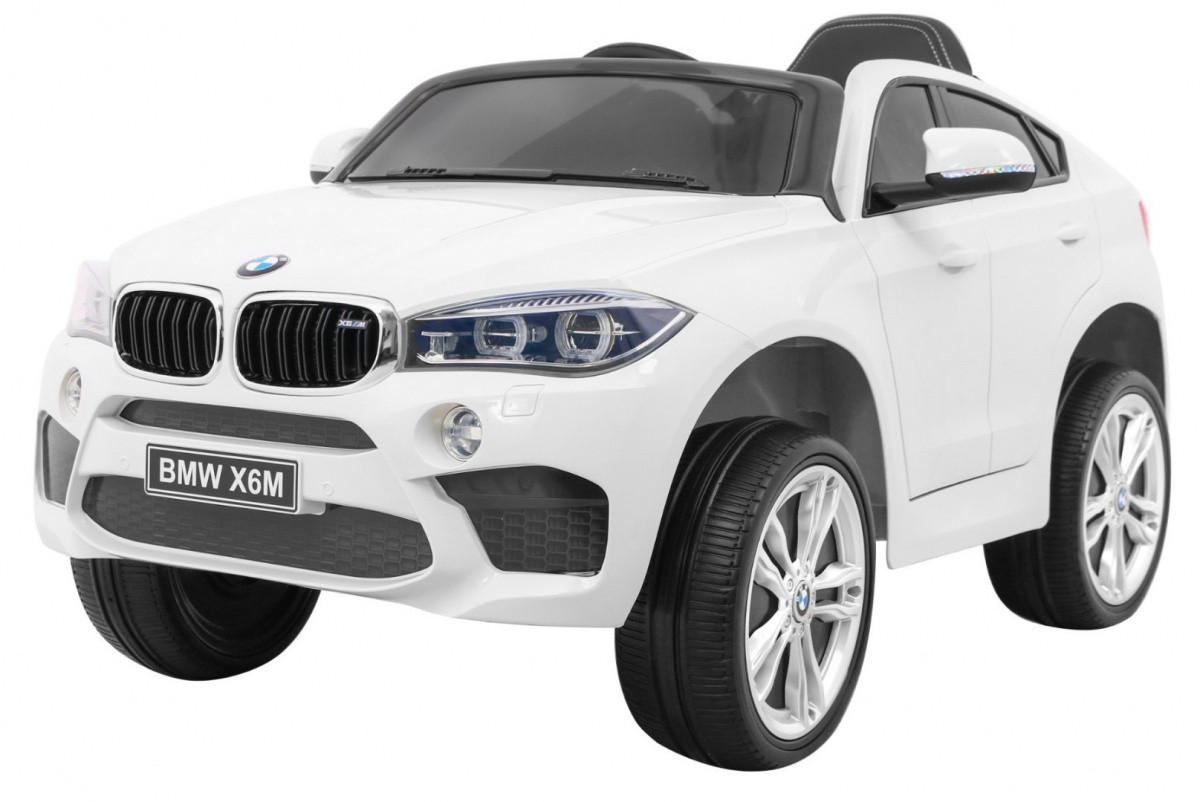 Дитячий електромобіль BMW X6M білий + пульт + EVA + вільний запуск + аудіо панель + LED, фото 1