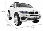 Дитячий електромобіль BMW X6M білий + пульт + EVA + вільний запуск + аудіо панель + LED, фото 2