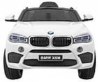 Дитячий електромобіль BMW X6M білий + пульт + EVA + вільний запуск + аудіо панель + LED, фото 3