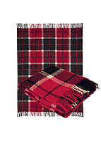 Плед напіввовна Червоний в клітинку Ярослав, напівшерсть