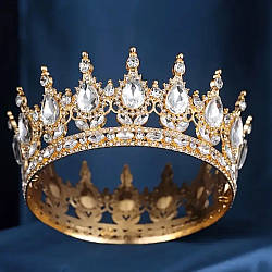 Корона для торта 13х5,5см / Корона на голову для фотосесій / Тіара для декору / Золота діадема