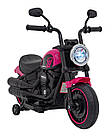 Дитячий акумуляторний мотоцикл Чоппер FASTER Рожевий + FM радіо + Аудіо панель + LED, фото 6