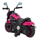 Дитячий акумуляторний мотоцикл Чоппер FASTER Рожевий + FM радіо + Аудіо панель + LED, фото 8