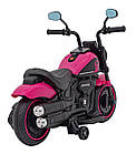 Дитячий акумуляторний мотоцикл Чоппер FASTER Рожевий + FM радіо + Аудіо панель + LED, фото 10