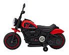 Дитячий акумуляторний мотоцикл Чоппер FASTER, Червоний + FM Радіо + Аудіо панель + LED, фото 7