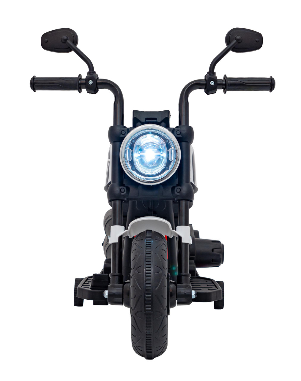 Дитячий акумуляторний мотоцикл Чоппер FASTER Білий + FM Радіо + Аудіо панель + LED, фото 1