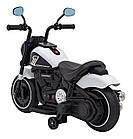 Дитячий акумуляторний мотоцикл Чоппер FASTER Білий + FM Радіо + Аудіо панель + LED, фото 5