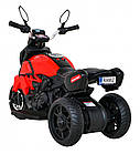 Дитячий акумуляторний мотоцикл Fast Tourist, Червоний + Аудіо + Фари + Екошкіра, фото 5