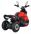 Дитячий акумуляторний мотоцикл Fast Tourist, Червоний + Аудіо + Фари + Екошкіра, фото 8