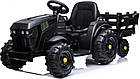 Дитячий акумуляторний трактор, титановий із причепом Чорний, фото 3