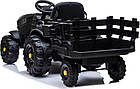 Дитячий акумуляторний трактор, титановий із причепом Чорний, фото 6