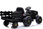 Дитячий акумуляторний трактор, титановий із причепом Чорний, фото 8