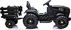 Дитячий акумуляторний трактор, титановий із причепом Чорний, фото 9
