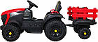 Дитячий акумуляторний трактор, титановий із причепом Червоний, фото 2