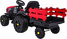 Дитячий акумуляторний трактор, титановий із причепом Червоний, фото 3