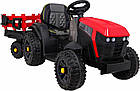 Дитячий акумуляторний трактор, титановий із причепом Червоний, фото 8