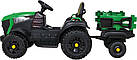 Дитячий акумуляторний трактор, титановий із причепом Зелений, фото 2